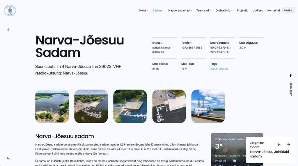 NJ Sadama uue kodulehekülje tõmmis